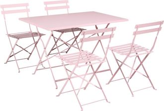 Beliani Conjunto de comedor 4 personas de metal rosa