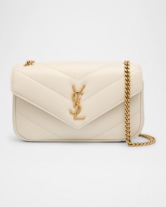 Saint Laurent Loulou Mini YSL Chain Crossbody Bag in Quilted Leather