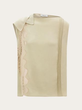 Ferragamo Donna Top con intarsio in pizzo Beige