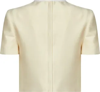 Self Portrait Womens Cropped Taffeta Top Yellow Tops