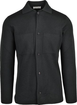 FILIPPO DE LAURENTIIS Military Green Extrafine Merino Wool Knit Blazer