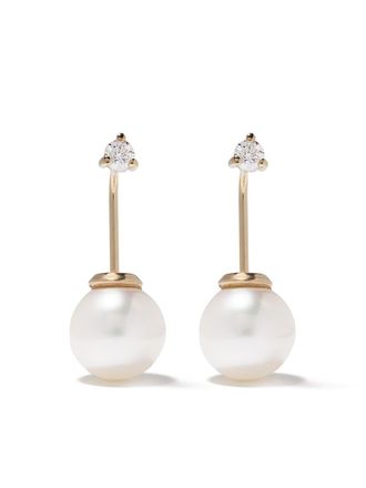 Mizuki 14kt gold diamond pearl earrings