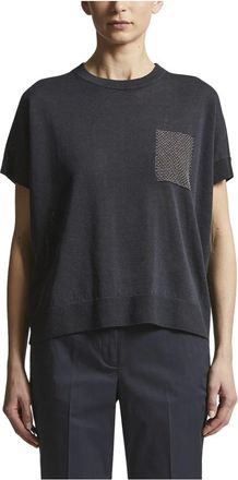 PESERICO Truien & Vesten, Dames, Blauw, M, Katoen, Linnen en Katoen Crêpe Trui