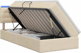 vidaXL Cama De Almacenamiento Led Con Colch&oacute;n Crema 100 X 200 Cm Tela Vidaxl