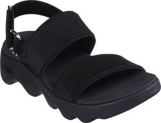 Skechers Womens Quarter Strap Sandal, Black/Rose Gold, 10