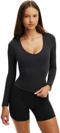 Cotton On Womens Active Ultra Soft Scoop Neck Long Sleeve in Black at Nordstrom, Size Xx-Small