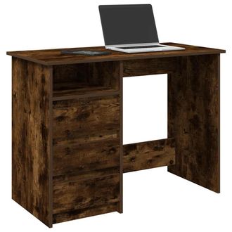 Berkfield Home Desk Smoked Oak 102x50x75 cm Engineered Wood in Brown | Size: 102 x 50 x 75 cm