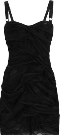 Dolce & Gabbana Zwarte Mouwloze Jurk met Rits en Bandjes - Dames - Korte kleedjes - Zwart - M - Spandex - Kleedjes