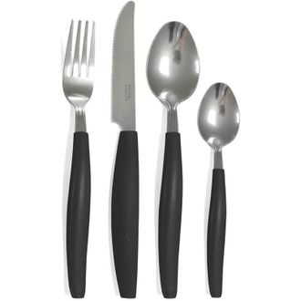 Trade Shop Trade Shop - Set Servizio Di Posate 24pezzi Per 6 Persone In Acciaio Inossidabile Colore Nero