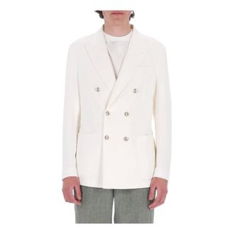 Eleventy Blazers, male, White, Size: XL Double-Breasted Jacket