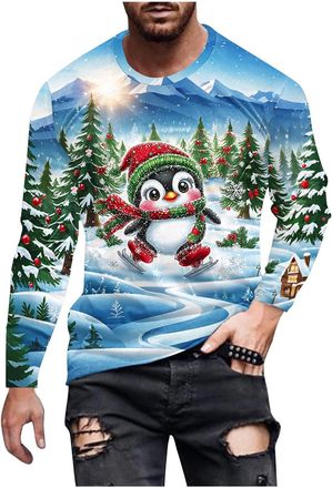 Generic ugly christmas sweater men funny Christmas Jumper for Mens Ugly Reindeer Santa Claus Shirts Crewneck Long Sleeve Pullover Graphic Printed Xmas Sweatsh