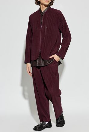 Homme Pliss&eacute; Issey Miyake Pleated Jacket, Mens, Burgundy