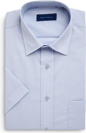 Peter England Mens Plain Short Sleeve Light Blue Shirt 16.5