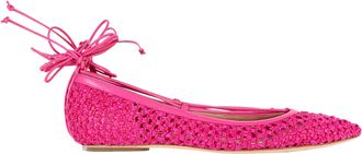 Casadei Pre-owned Womens Ankle-Wrap Ballet Flats in Pink Leather - Size UK 4