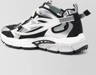 Off-white mesh panel sneakers round toe pull tabs