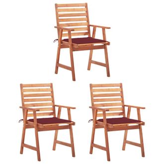 vidaXL Vidaxl - Sillas Comedor De Jard&iacute;n 3 Uds Madera Maciza Acacia Y Cojines