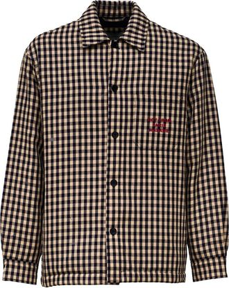 Dr&ocirc;le de Monsieur Oversized Gewatteerd Geruit Overhemd - Heren - Casual Overhemden - Beige - M - Overhemden