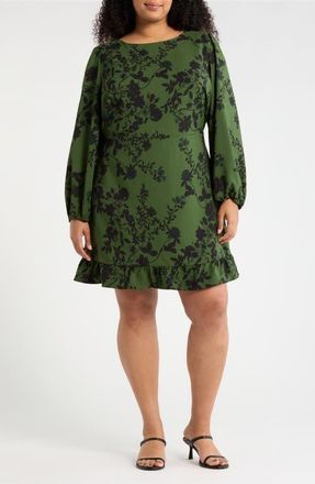 Sugarlips Tindrie Long Sleeve Dress in Olive-Black at Nordstrom, Size 3X