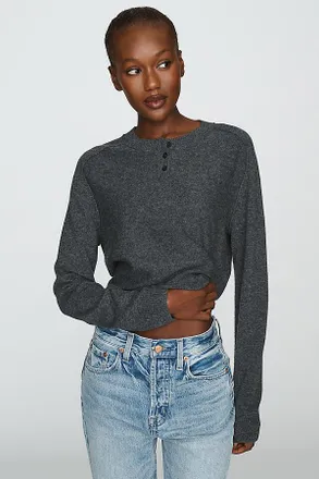 Maeve Wool Cashmere Henley Sweater