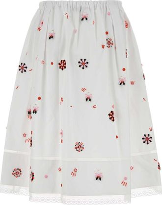 Prada Womens White Poplin Skirt Bianco Exterior: Cotton Gonne