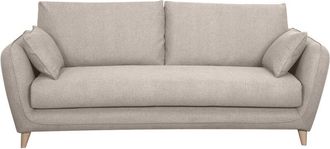 Miliboo Sof&aacute; Cama 3plazas N&oacute;rdico De Tela Beige Natural Con Colch&oacute;n De 10 Cm Creep