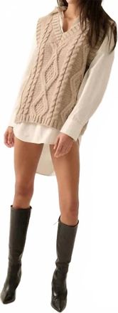 Promesa V-Neck Cable-Knit Sweater Vest In Light Mocha