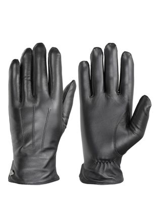 Pearlwood Lederhandschuhe PEARLWOOD CLIFF, Herren, Gr. 9.5, schwarz, Schafsleder, unifarben, Handschuhe Lederhandschuhe, weiches Fleecefutter, Dekorative Ziern&auml;