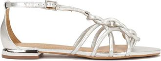 Kazar Zilveren platte sandalen met gevlochten bandjes - Dames - Sandalen - Grijs - 39 EU - Leer - Schoenen
