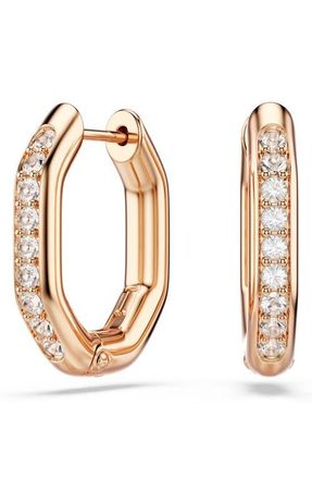 Swarovski Dextera Crystal Hoop Earrings in Rose Gold/White at Nordstrom