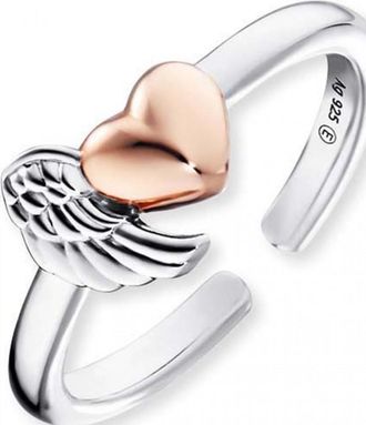 Engelsrufer Womens ERR-WINGHEART-BICOR Ladies Wing and Heart Ring Silver Sterling - One Size