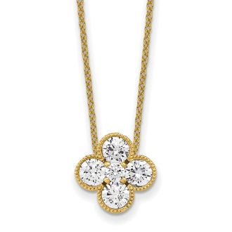 Diamond2Deal 14k Gold 1 Ct Lab Grown Diamond Bloom Floral Pendant Necklace 18
