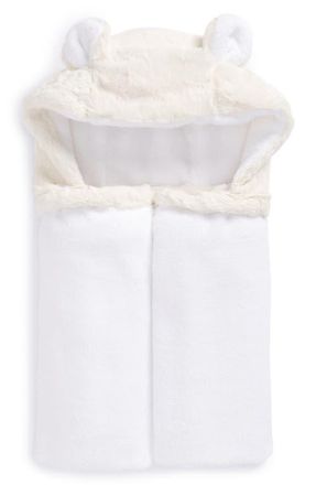 Little Giraffe Luxe Faux Fur Hooded Towel in Cream at Nordstrom