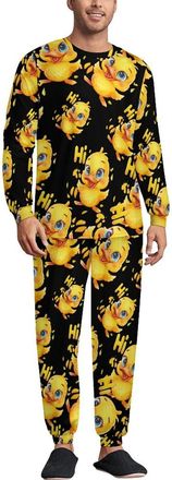 Generic Hi Yellow Duck Mens Pyjamas Set Print Loungewear Pjs Sets Sleepwear Nightwear Pajamas 2XL