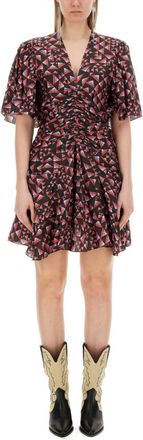 Isabel Marant Multicolor Geometric V Neck Mini Dress