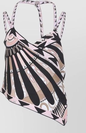 Pucci silk top halter neck asymmetric hem