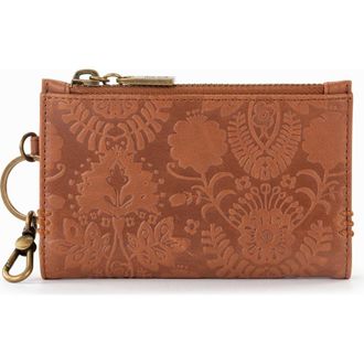 The Sak Encino Leather Card Wallet in Tobacco Floral Emboss at Nordstrom