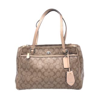 Coach Beige Brown Pink Canvas Handbag Tote Bag (Pre-Owned)