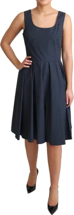 Dolce & Gabbana Blue Polka Dotted Cotton A-Line Womens Dress