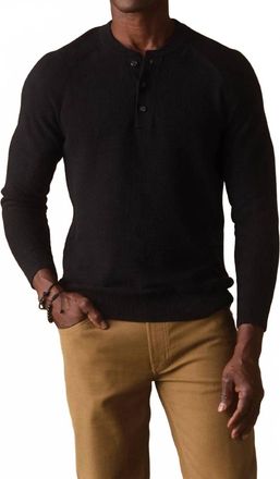 The Normal Brand Coolmax Textured Henley Sweater In Black