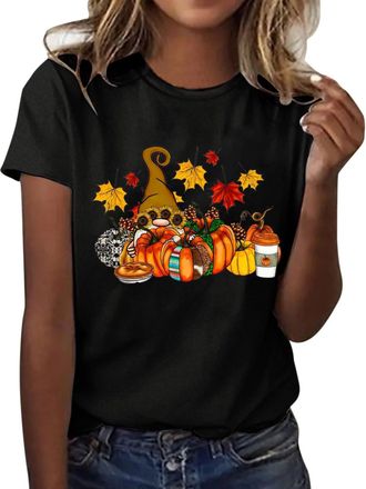 Generic Witch Shirts for Women T-Shirt Halloween Pumpkin Graphic T Cute Spooky Castle Vintage Short Sleeve Casual Fall Skeleton Season Ghost Tee Womens Tshirt