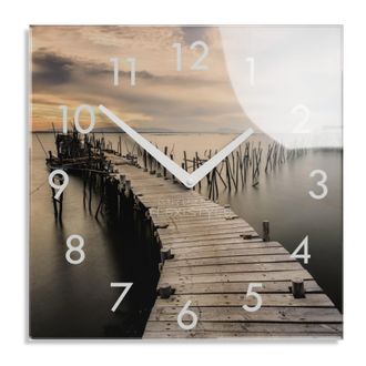 OEM Reloj De Pared Moderno Para La Sala De Estar. Atardecer Sobre El Muelle