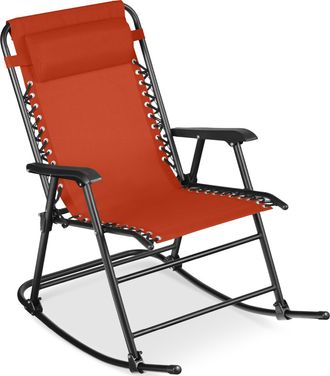 Best Choice Products Folding Outdoor Zero Gravity Rocking Lounge Chair w/ Headrest Pillow
