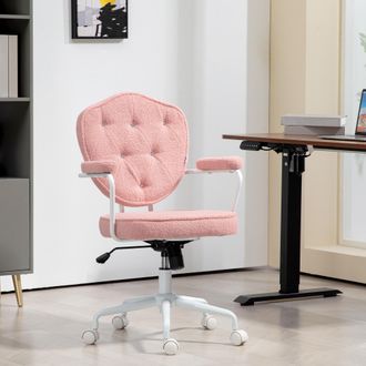 STILVORA Sedia Da Ufficio Ergonomica, Altezza Regolabile E Girevole, Schienale Trapuntato Con Bottoni, Tessuto Effetto Cashmere Rosa