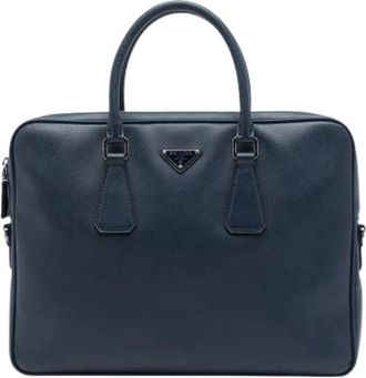 Prada Pre-owned Vintage Business Bag - unisex - Vintage Handtas - Blauw - ONE Size - Leer - Vintage