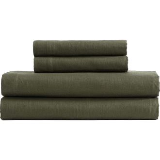 Calvin Klein Soho Cotton Sheet Set in Dark Green at Nordstrom, Size King