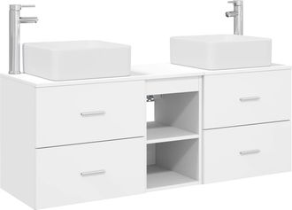 vidaXL Juego De Muebles De Ba&ntilde;o 3 Uds. Blanco 129 X 41 X 80 Cm Vidaxl
