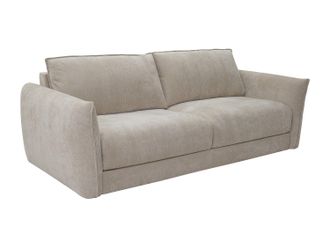 Vente-Unique Sof&aacute; cama de 3 plazas expr&eacute;s en tela texturizada beige - Cama 140 cm - Colch&oacute;n 13 cm viscoel&aacute;stico - GABRIZA