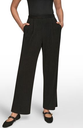 DKNY High Waist Wide Leg Pull-On Sweater Pants in Black at Nordstrom, Size X-Small