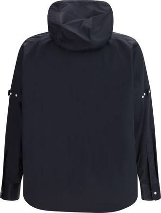 Thom Browne Mens Nylon Cotton Hooded Jacket Navy Polyamide