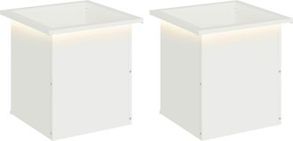 vidaXL Jardinera Para Jard&iacute;n Con Luces Led 2 Uds. Blanco Vidaxl